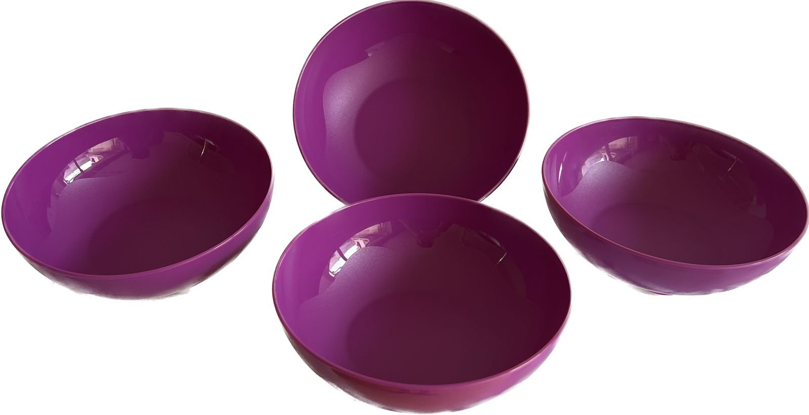 set 4 platos hondo floresta morado 2 platos hondo floresta tupperware