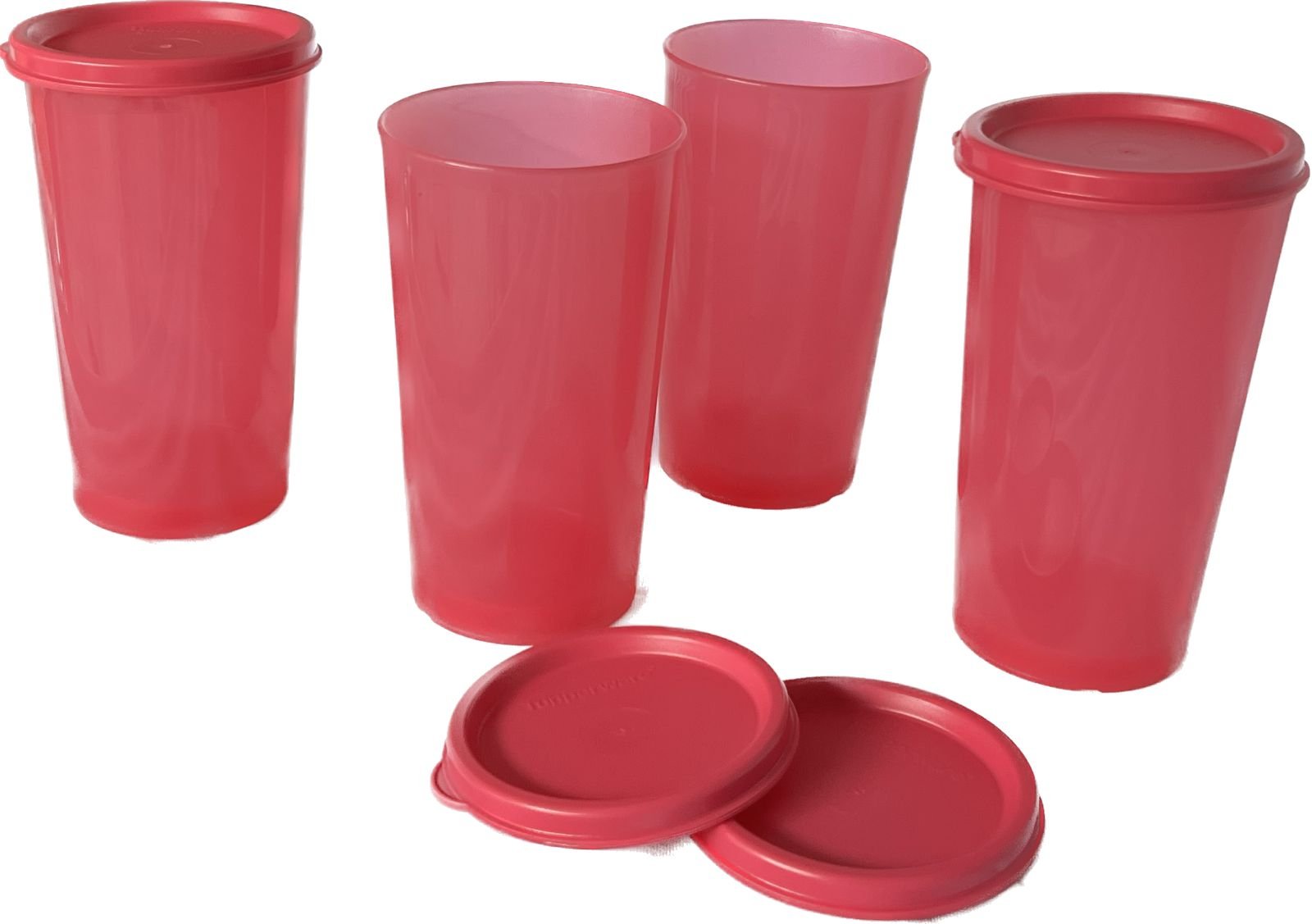set 4 vasos decoret c tapa rosa vasos decoret tupperware